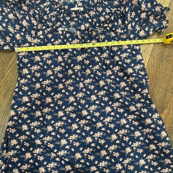 Anthropology MENDER Ruched Tunic Dress Floral Shift Medium - Picture 9 of 11